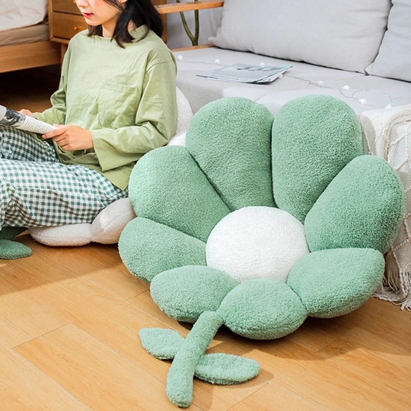 Flower Cushion Pillow Green