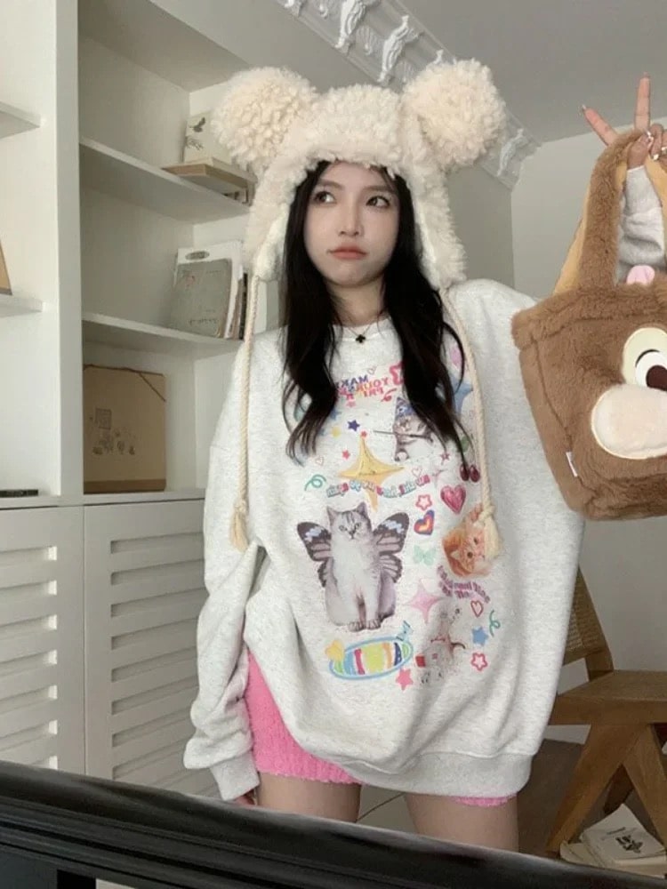 Grunge Kawaii Cat Hoodie