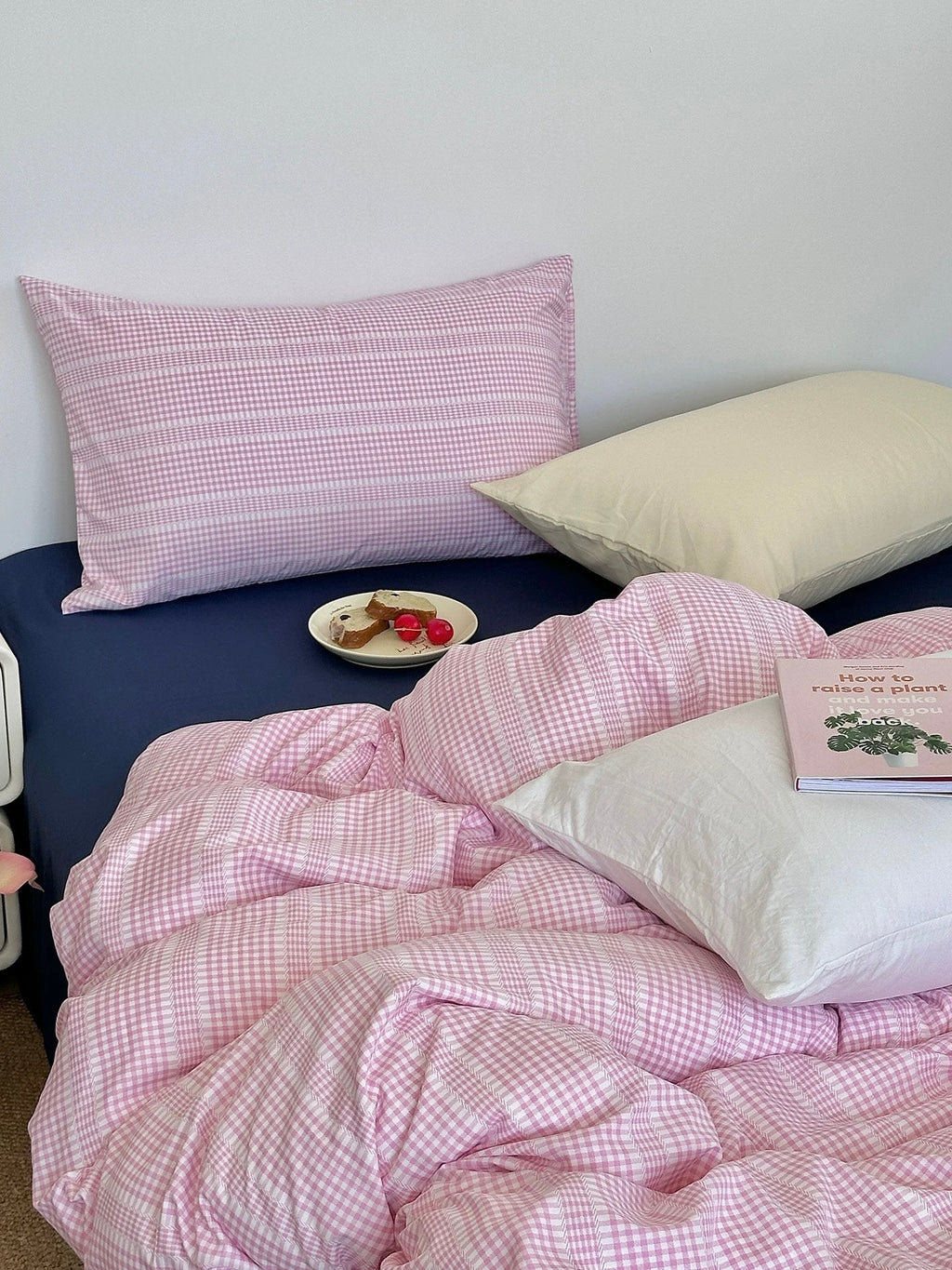 Pink Gingham Aesthetic Duvet Cover Set