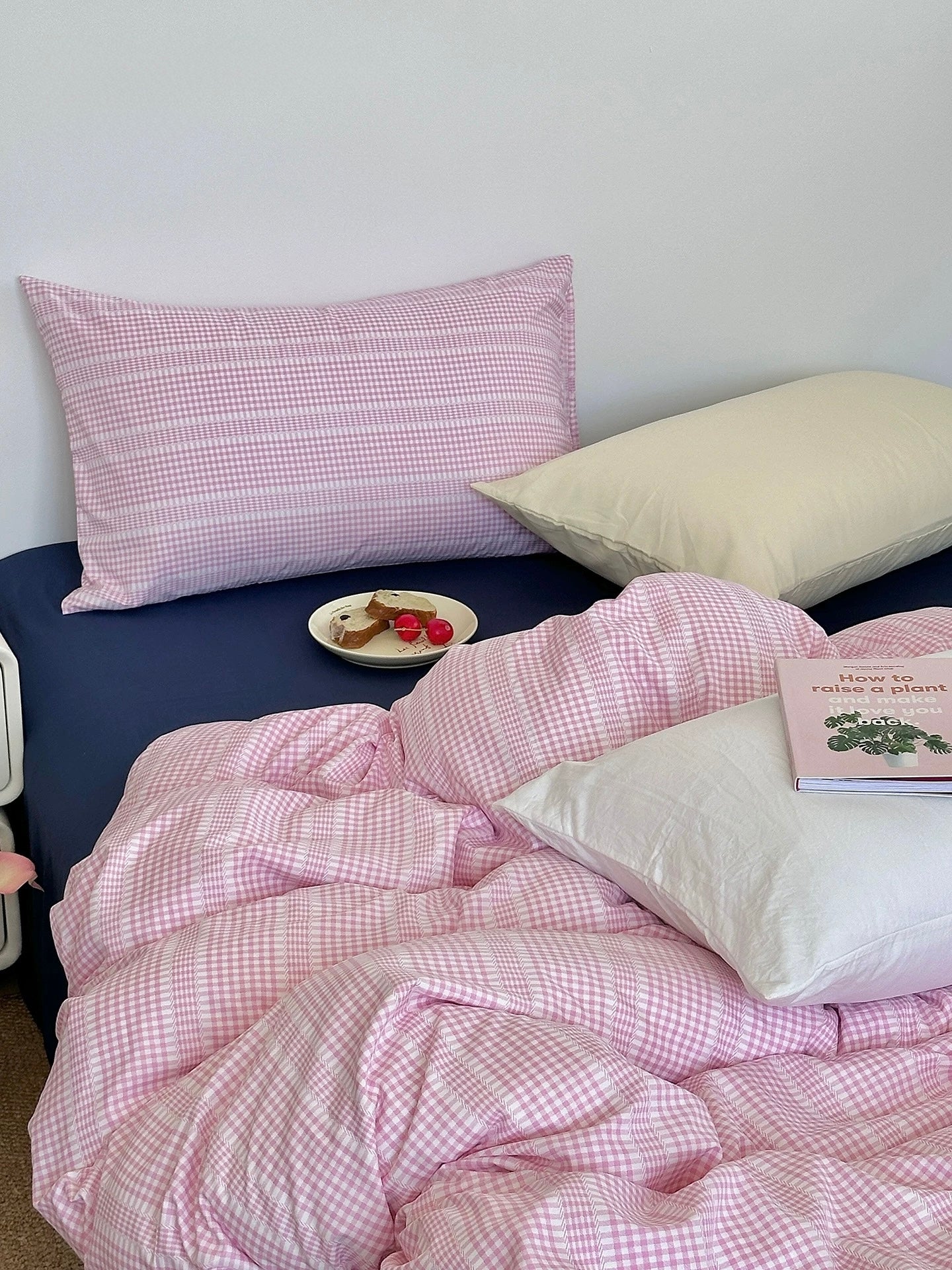 Pink Gingham Aesthetic Duvet Cover Set