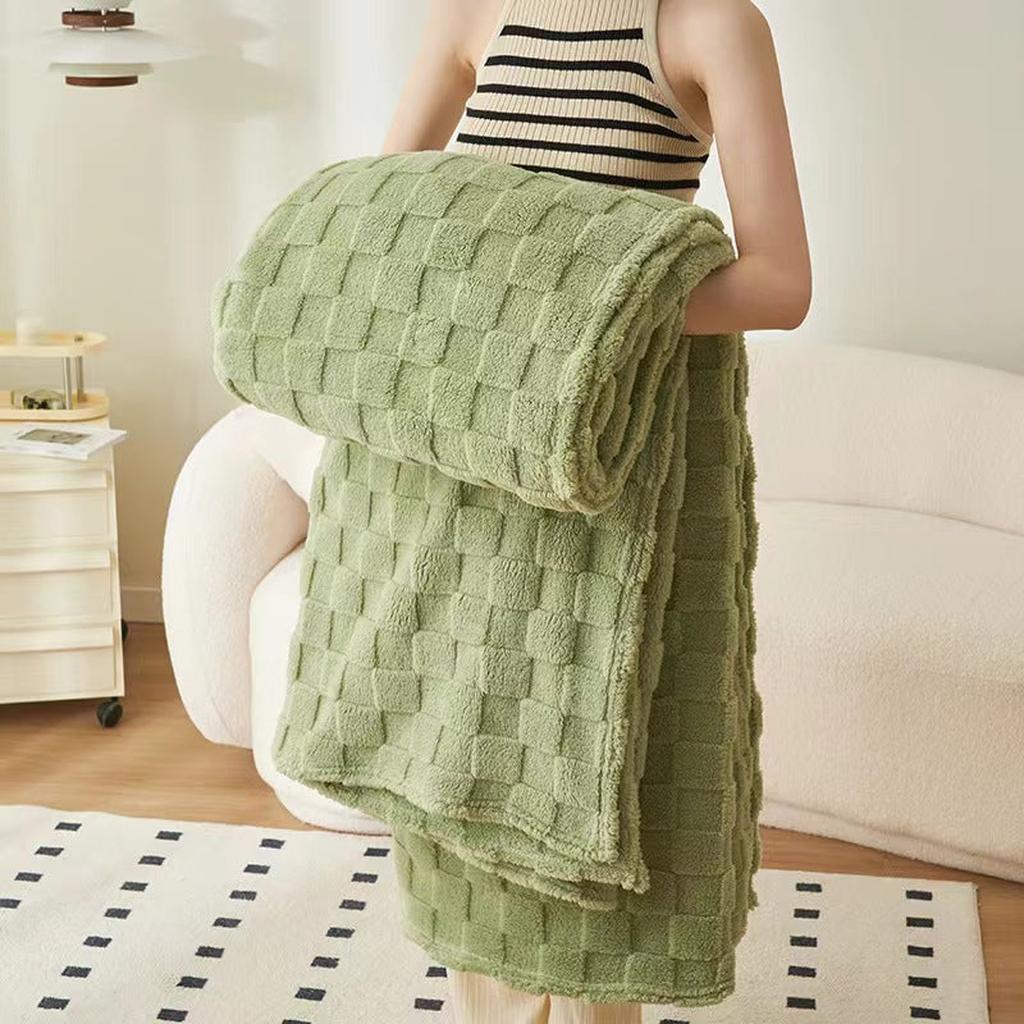 Cozy Plaid Fleece Blanket - Cream White