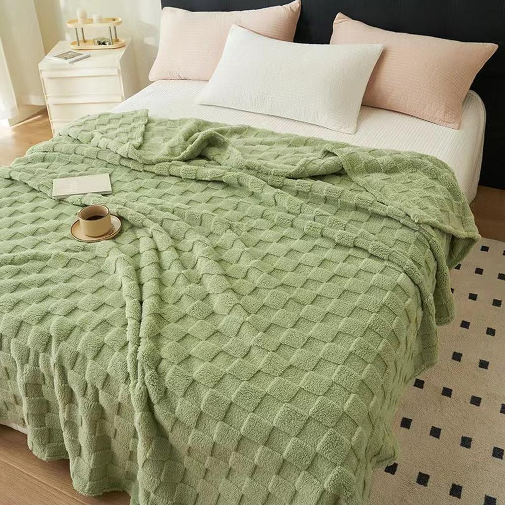 Cozy Plaid Fleece Blanket - Cream White
