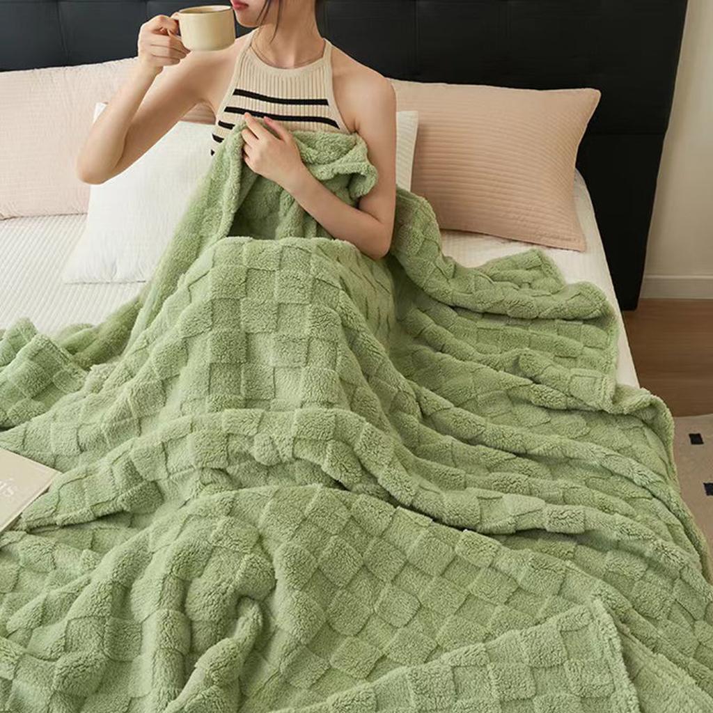 Cozy Plaid Fleece Blanket - Cream White