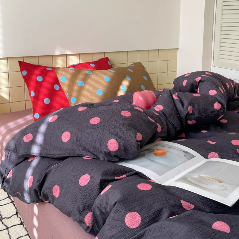 Preppy Polka Dot Duvet Cover Set Purple