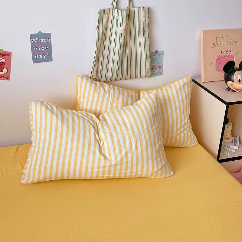 Yellow Striped Bedding Set