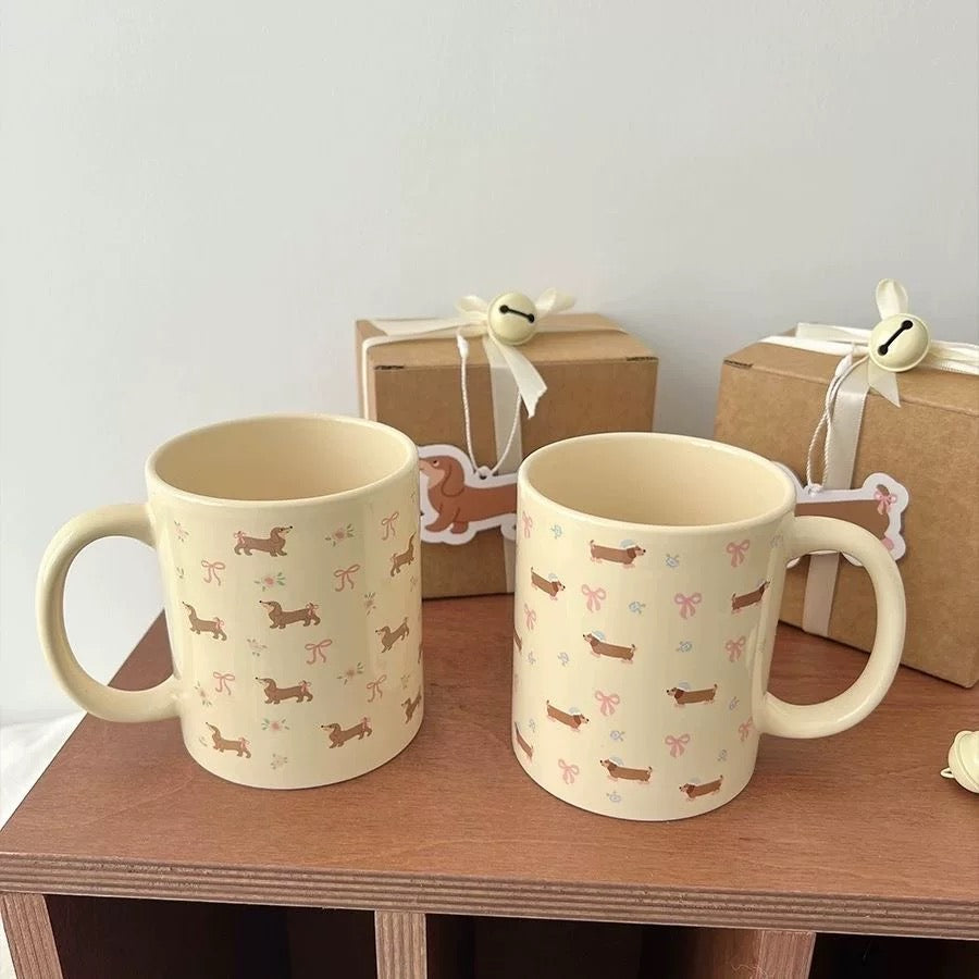 Dachshund Mug with Bows & Florals