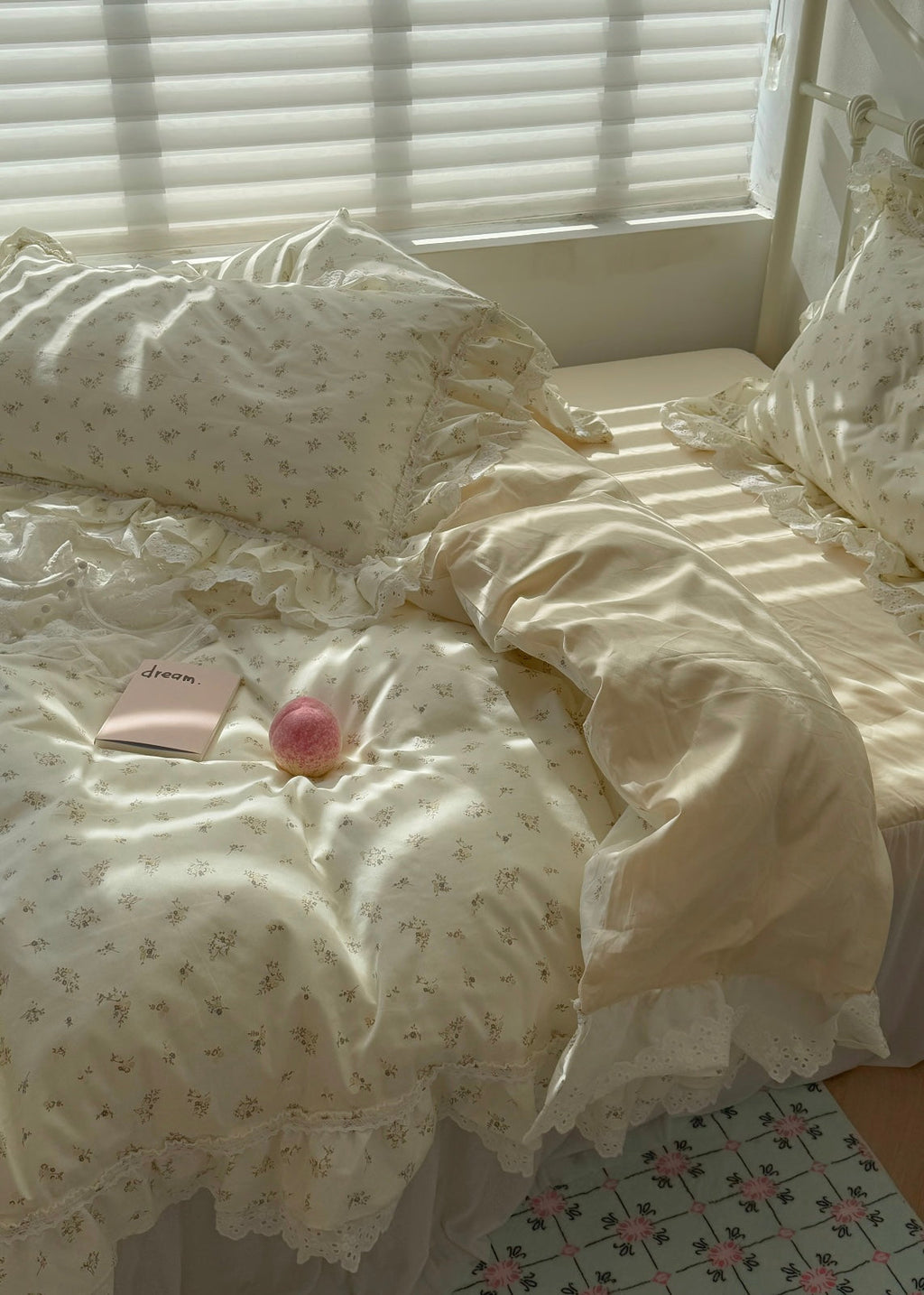 Ivory Floral Cotton Duvet Cover Set