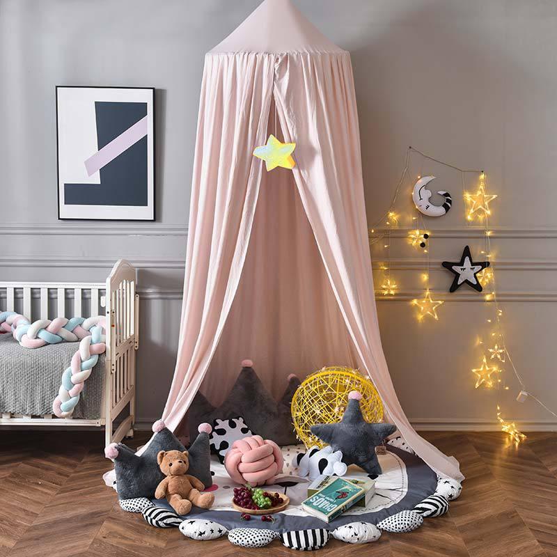 Kids Bed Canopy — Solid Color Nursery Room Decor Pale Pink