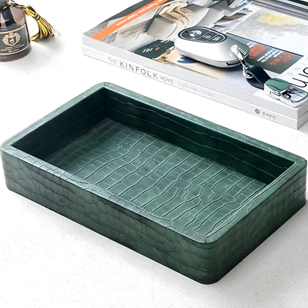 Croc Luxe Organiser Tray Box Emerald Hide