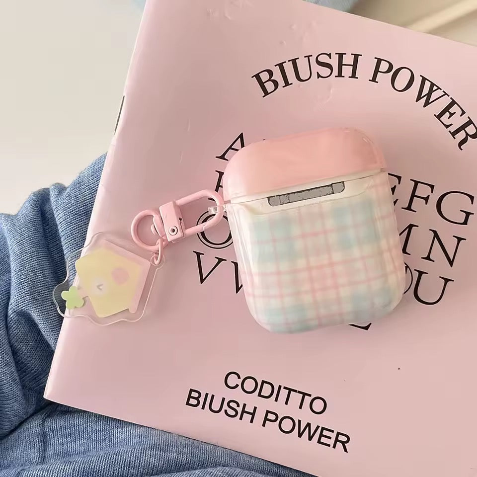 Pastel Pink Plaid AirPods Case