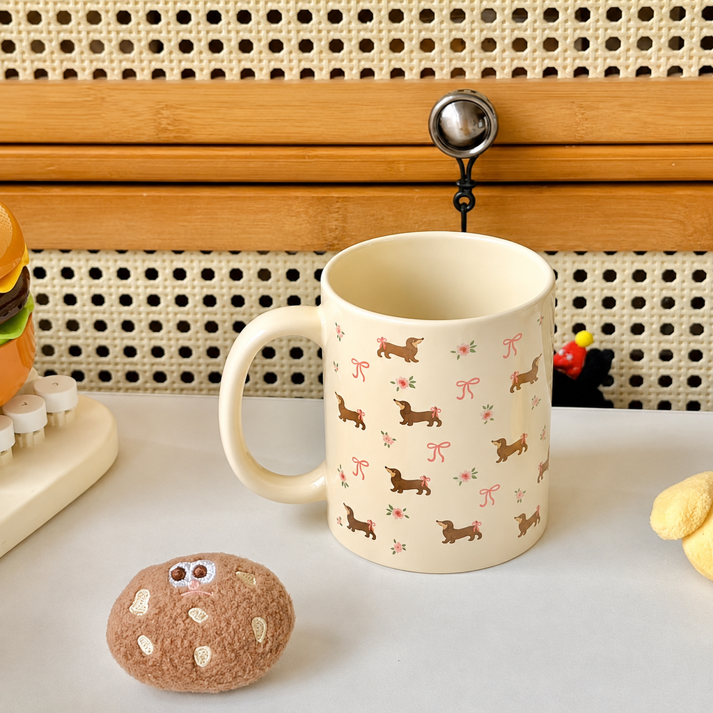 Dachshund Mug with Bows & Florals