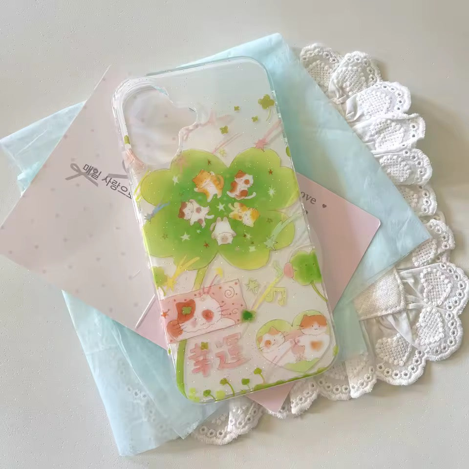 Lucky Cat Clover iPhone Case