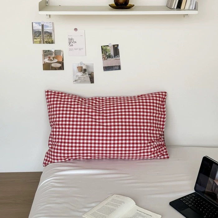 Soft Girl Aesthetic Cotton Pillowcase Gingham