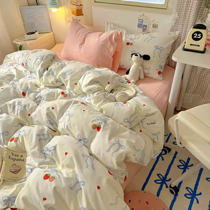 Coquette Strawberry Bow Bedding Set