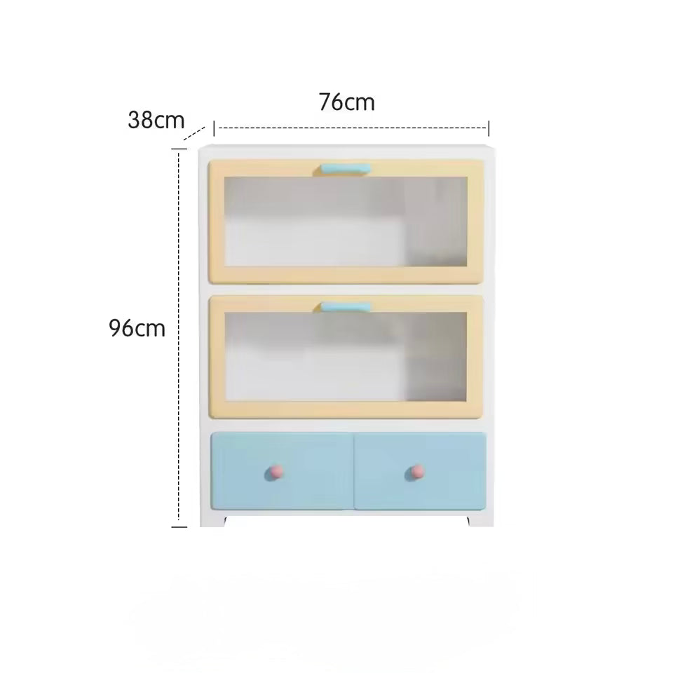 Pink Pastel Display Cabinet White & Blue