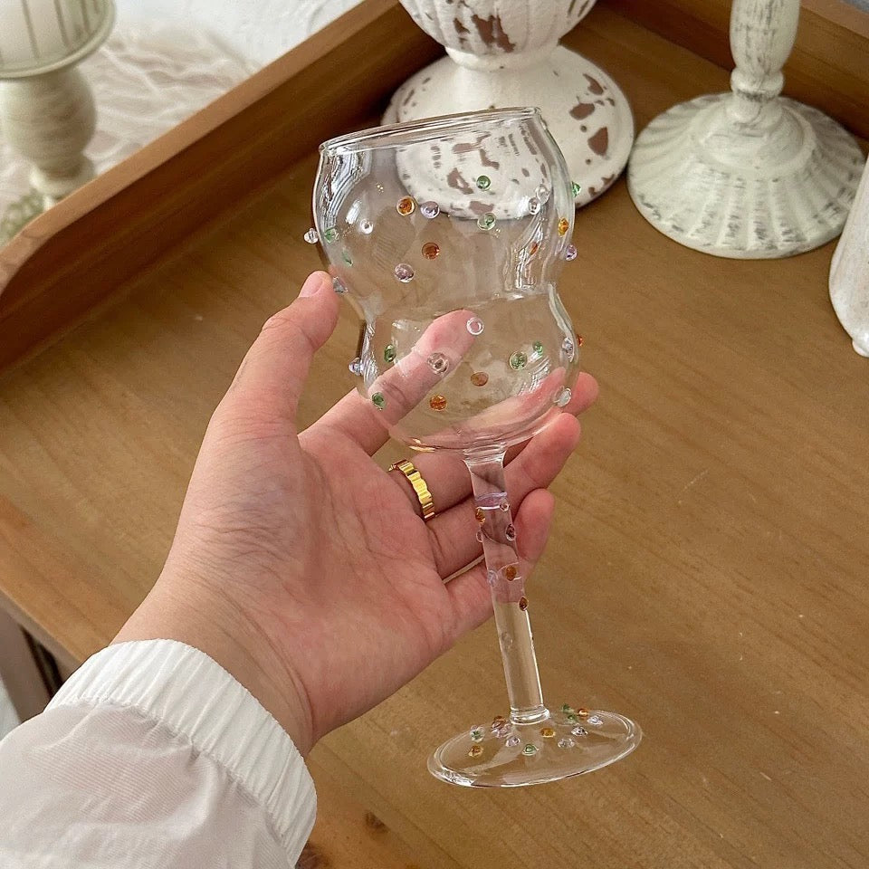 Colorful Dots Wine Goblet Glass