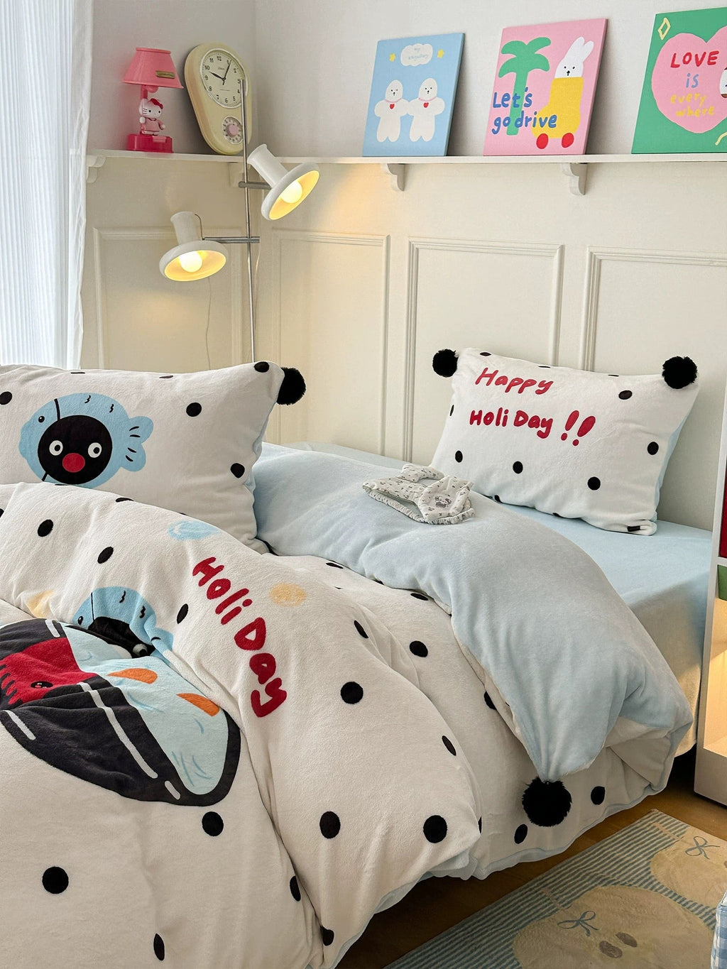 Cute Penguin Milk Fleece Bedding Set