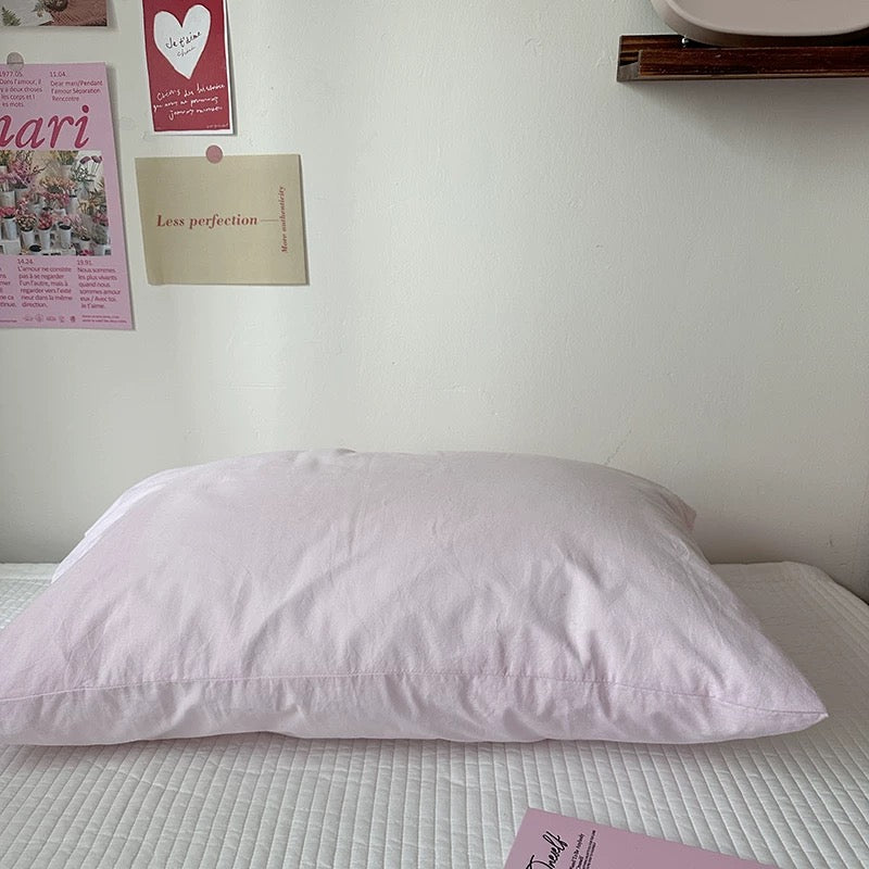 Pastel Aesthetic Cotton Pillowcase Light Pink
