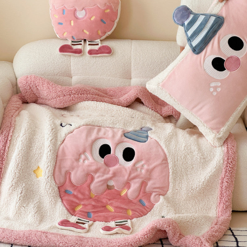 Plush Sherpa Throw Blanket – Donut & Samoyed Designs