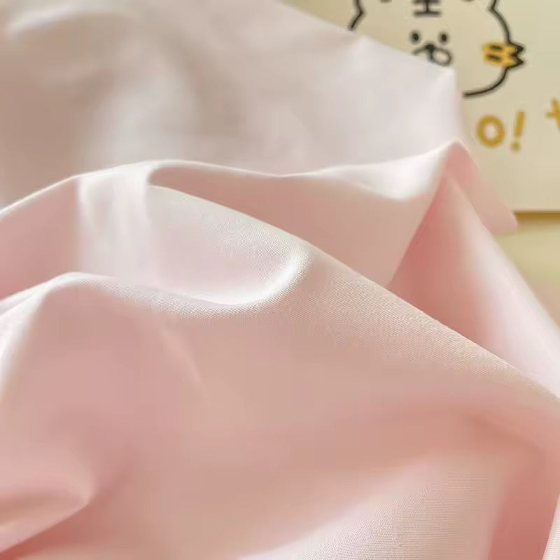 Pastel Pink & Cream Solid Bedding Set