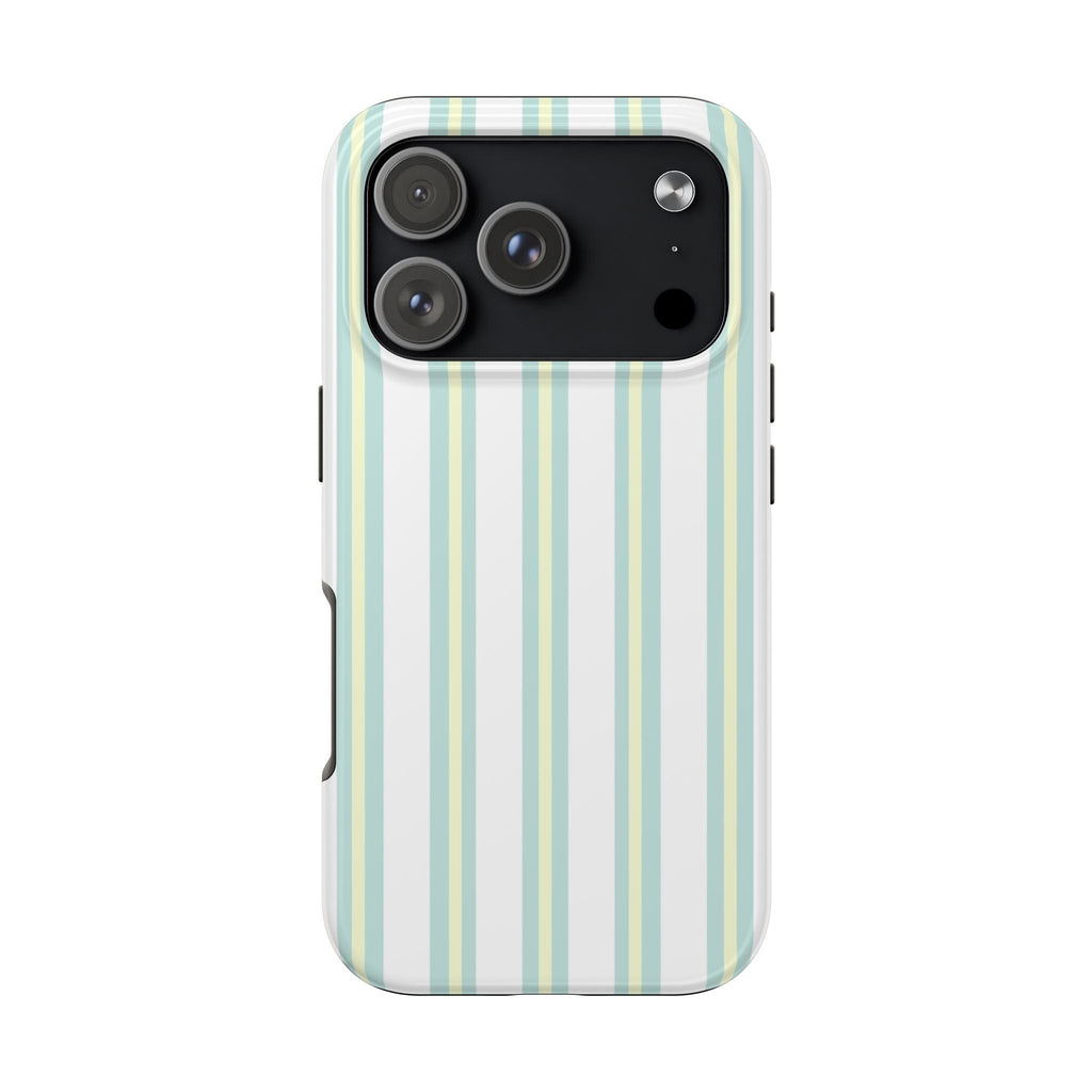 Mint & Yellow Glossy Striped iPhone Case