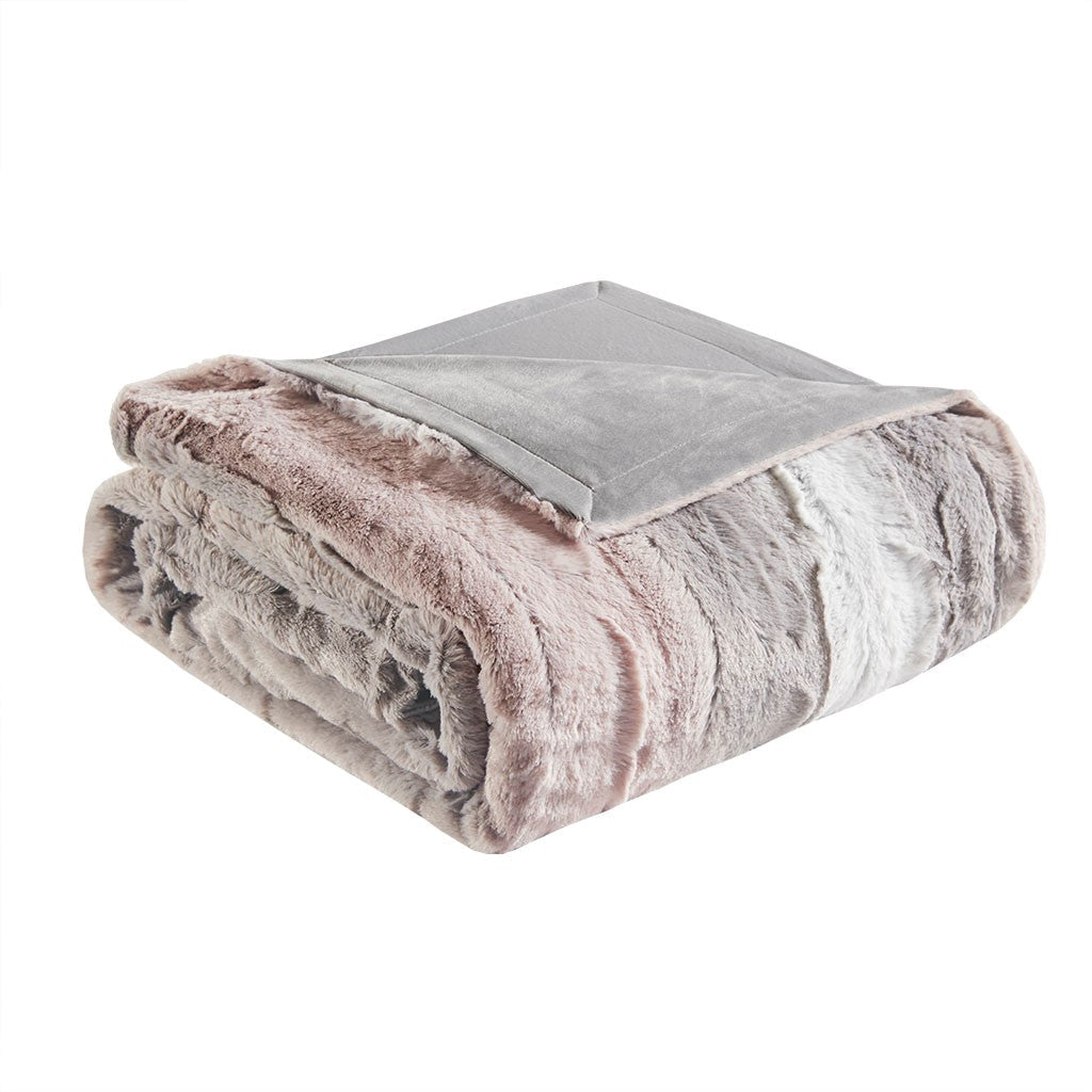 Zuri Oversized Faux Fur Throw 60x70" Blush Grey