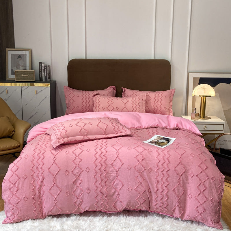 Vintage Tufted Bedding Set - 4PCS Pink