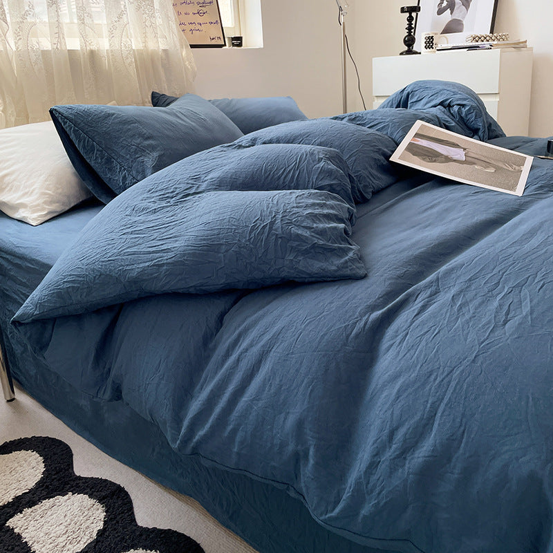 Washed Cotton Bedding Set (4PCS) Blue