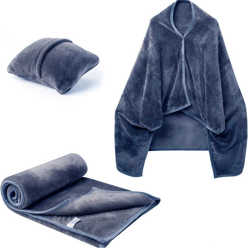 Soft Wearable Fleece Blanket Hoodie Navy One Size (Women)