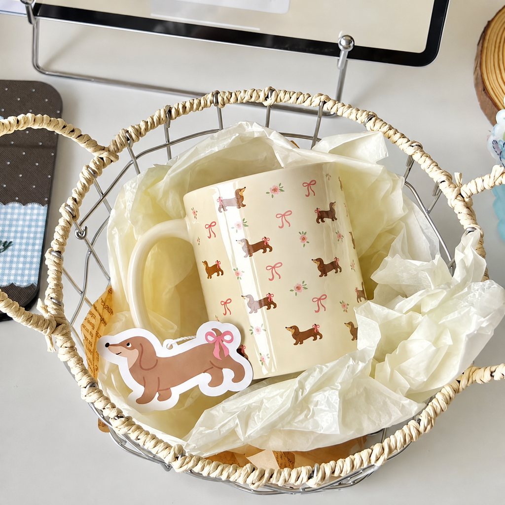 Dachshund Mug with Bows & Florals