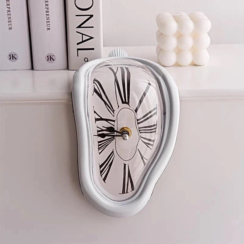 Abstract Melting Clock White