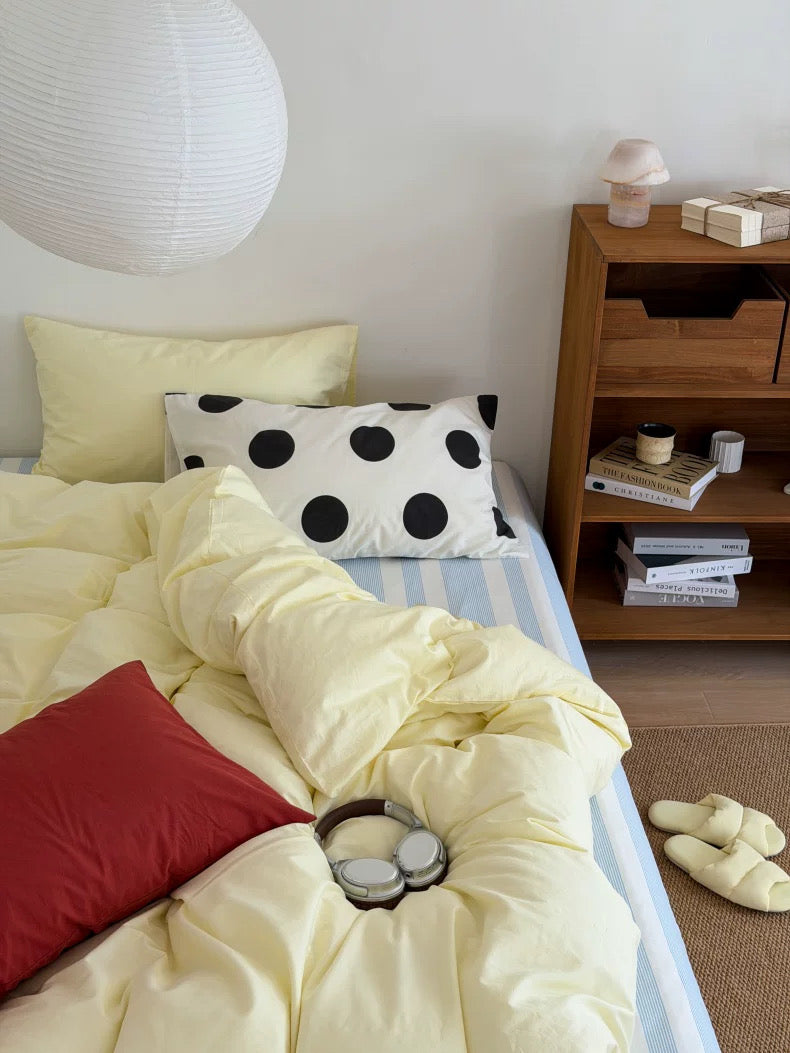 Butter Yellow Cotton Duvet Cover Set