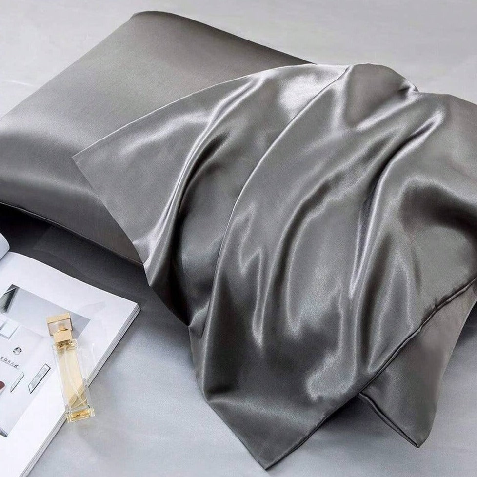 Skin Recovering Mulberry Silk Pillowcase - Twin Pack Charcoal Grey
