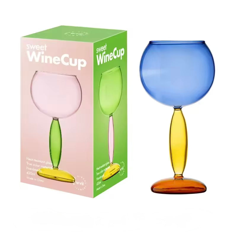 Colored Borosilicate Wine Glasses Burgundy Glass Blue