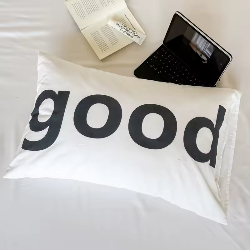 Graphic Typography Cotton Pillowcase