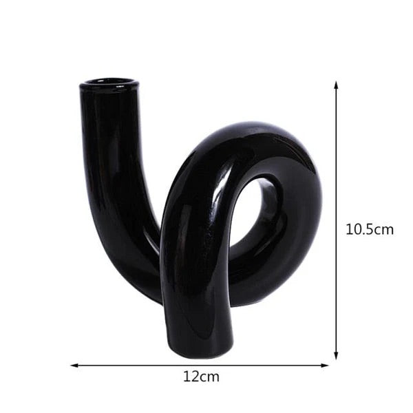 Twist Glass Candlestick Holder Black