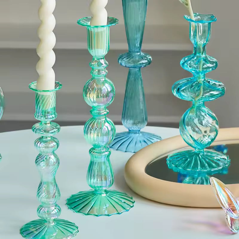 Groovy Glass Taper Candle Holders