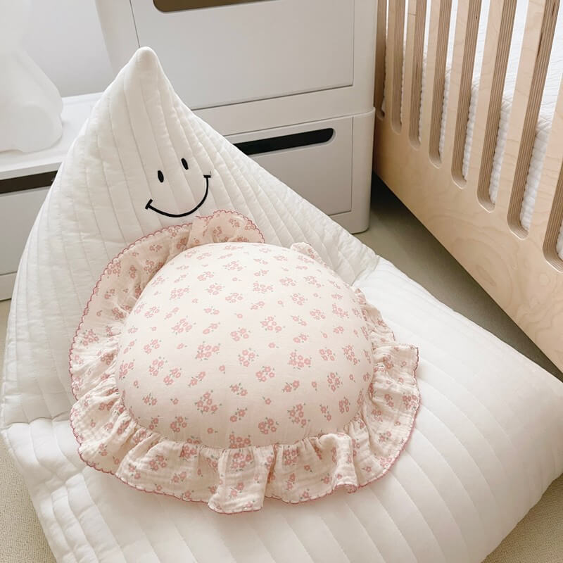 Round Ruffle Decorative Pillows for Baby Nursery