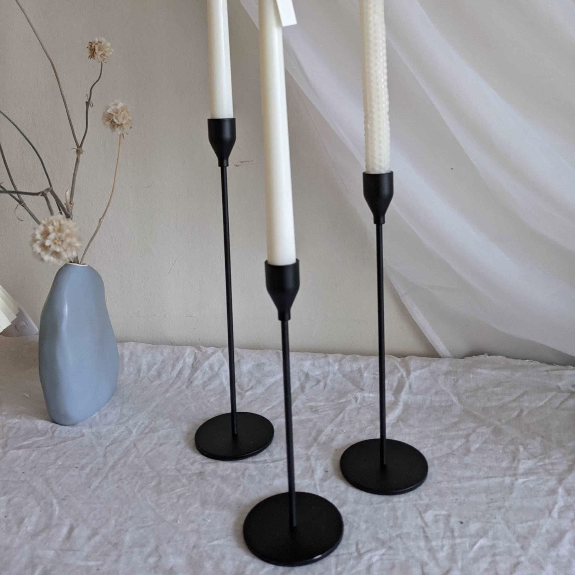 Metal Candle Holders Black 3 pcs set