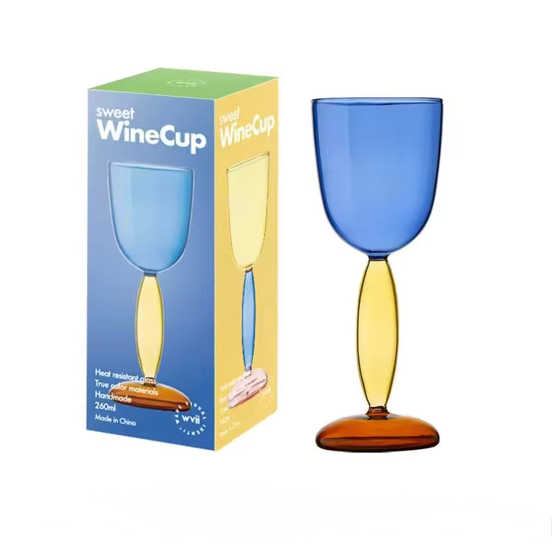 Colored Borosilicate Wine Glasses Bordeaux Glass Blue