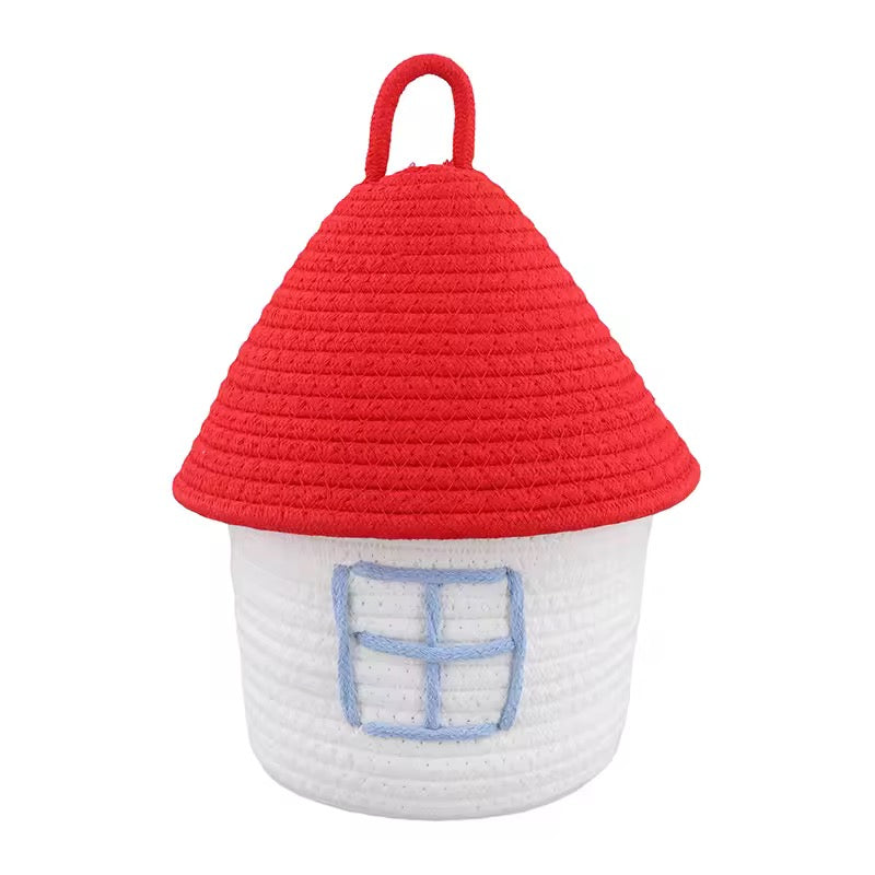 Kawaii House-Shaped Storage Basket Red