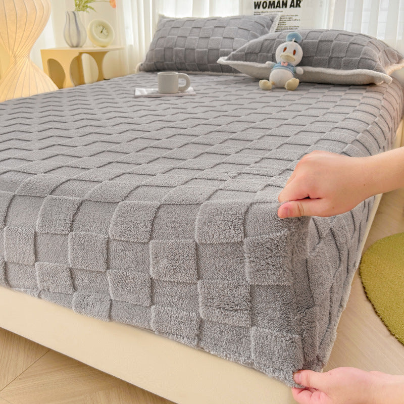 Quilted Velvet Fitted Sheet Gray