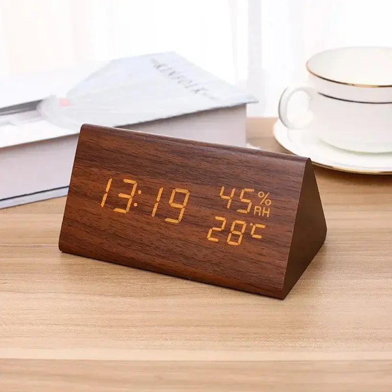 Modern Wood Decor Digital Clock Brown