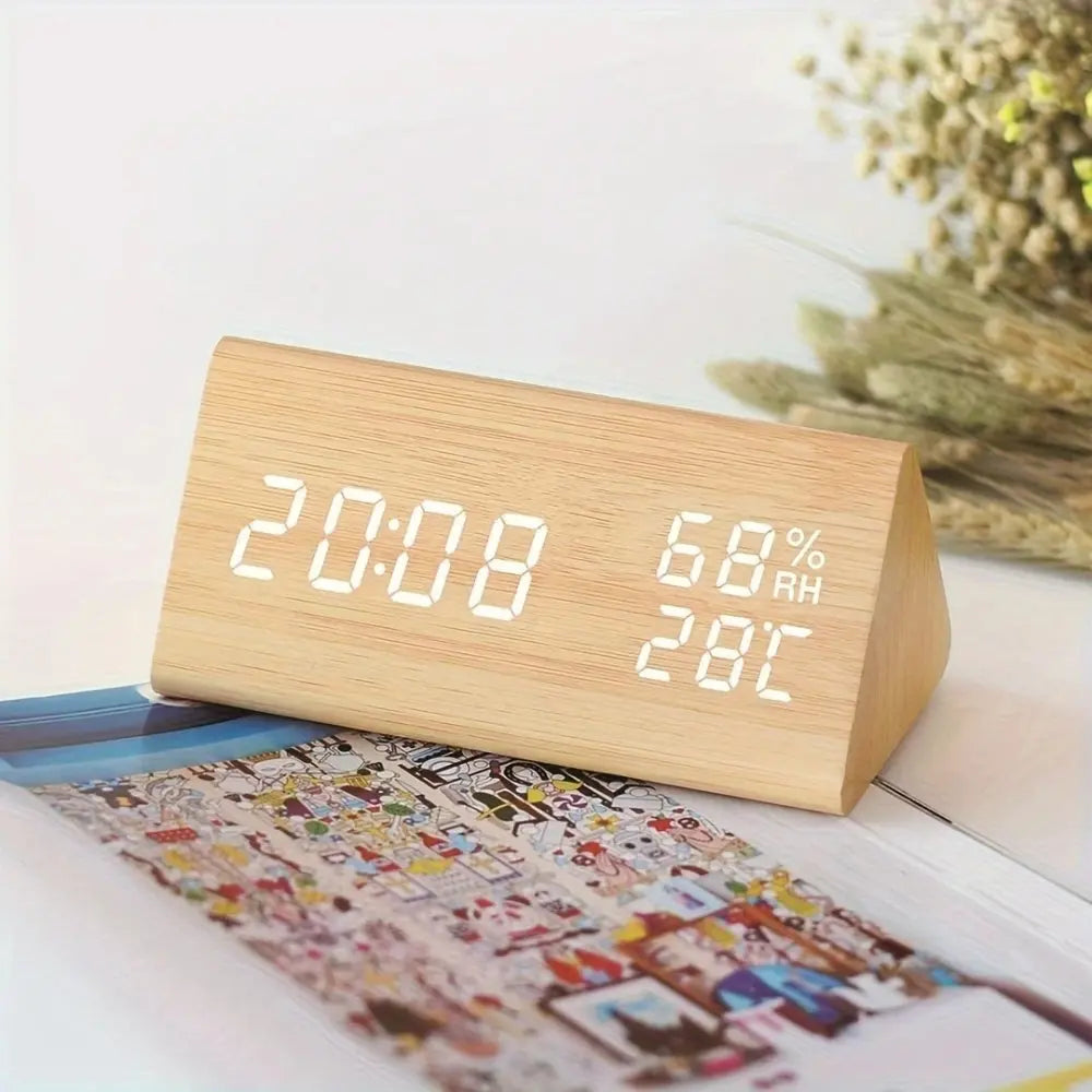 Modern Wood Decor Digital Clock Beige