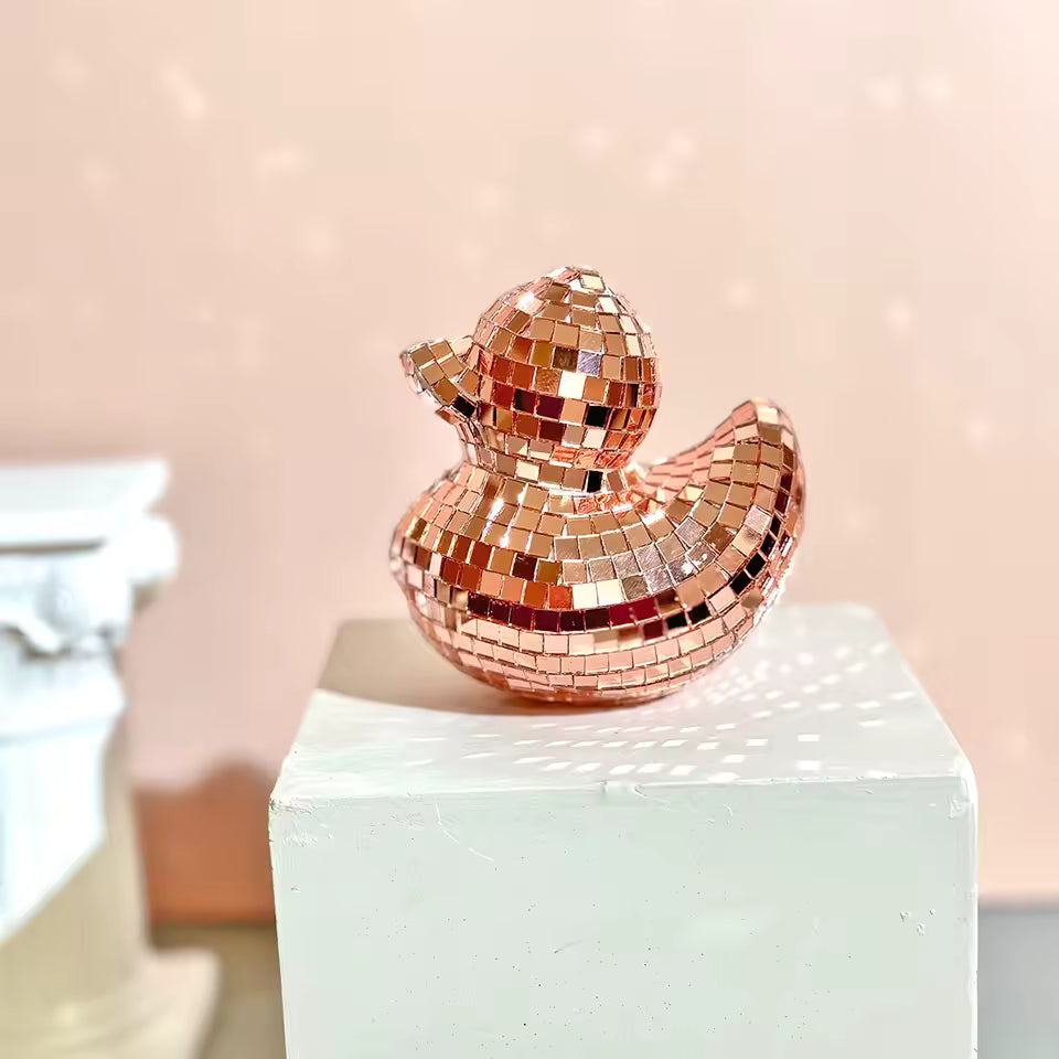 Disco Duck Mirror Ornament Pink