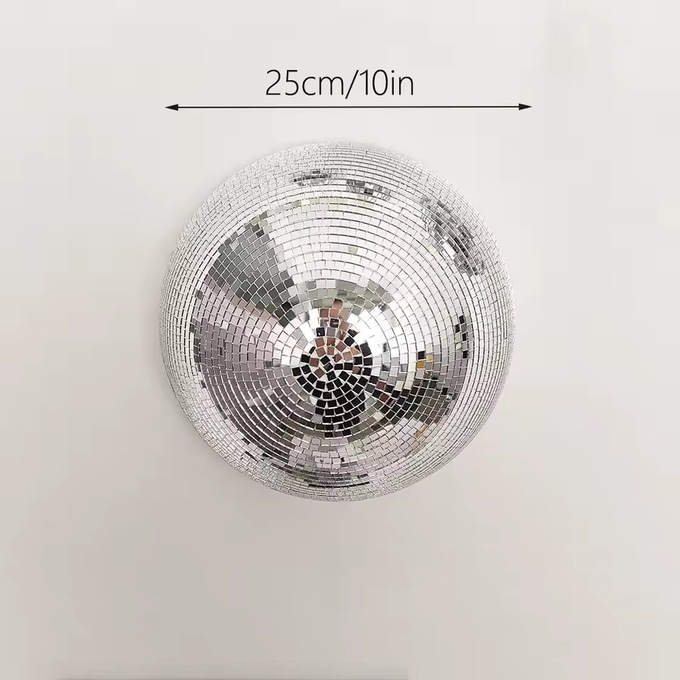 Silver Mirror Disco Ball Wall Decor Silver — 25 cm (10 in)