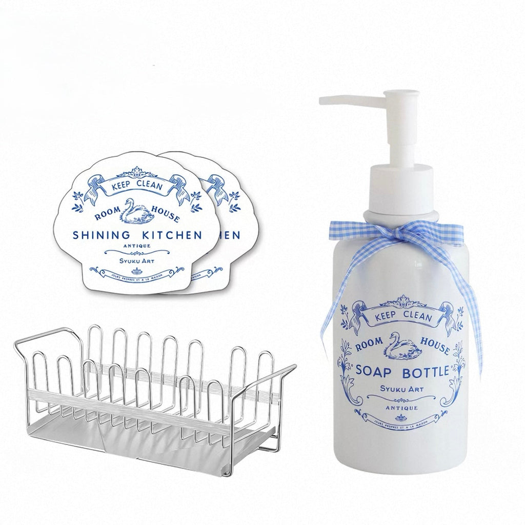 Retro Blue and White Soap Dispenser