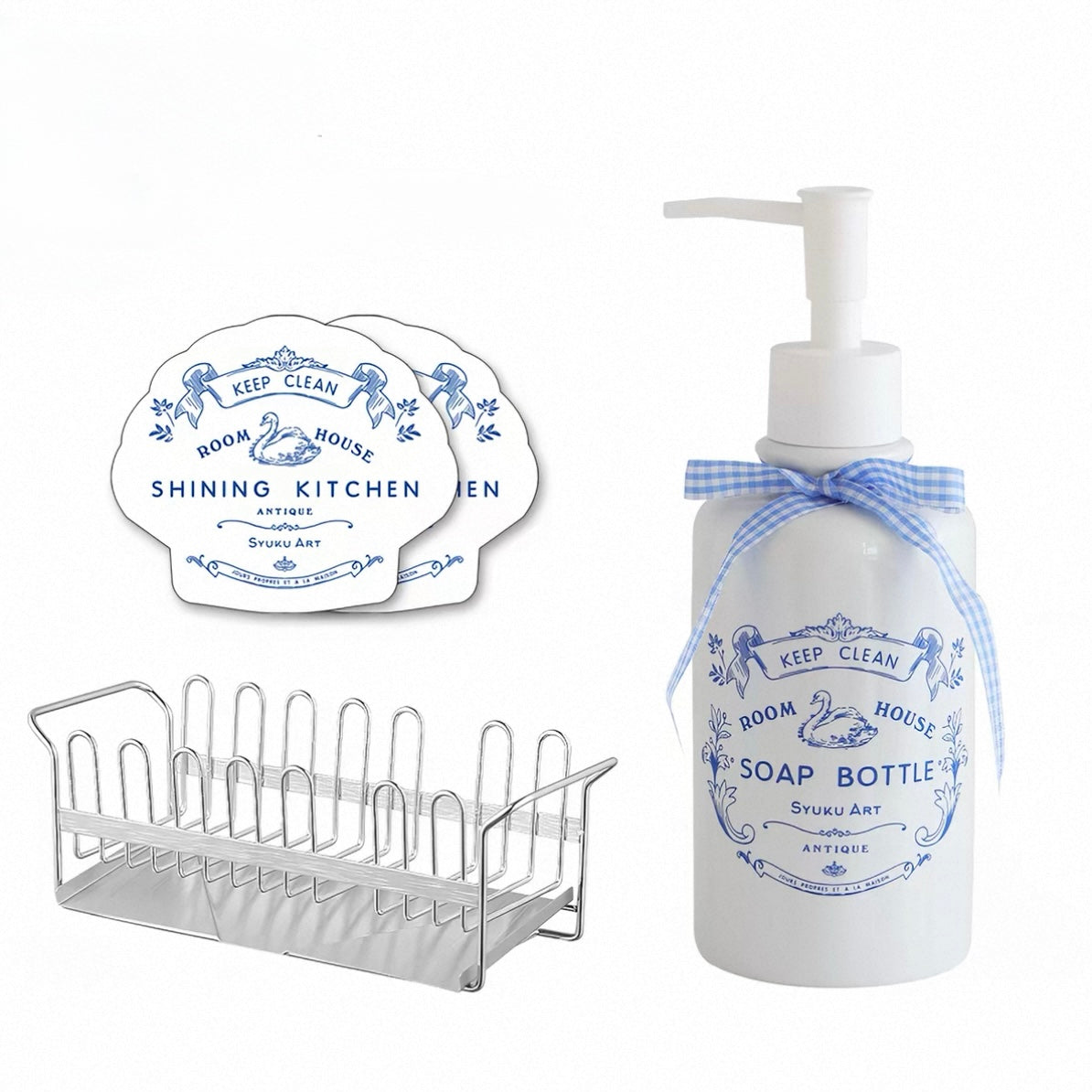Retro Blue and White Soap Dispenser