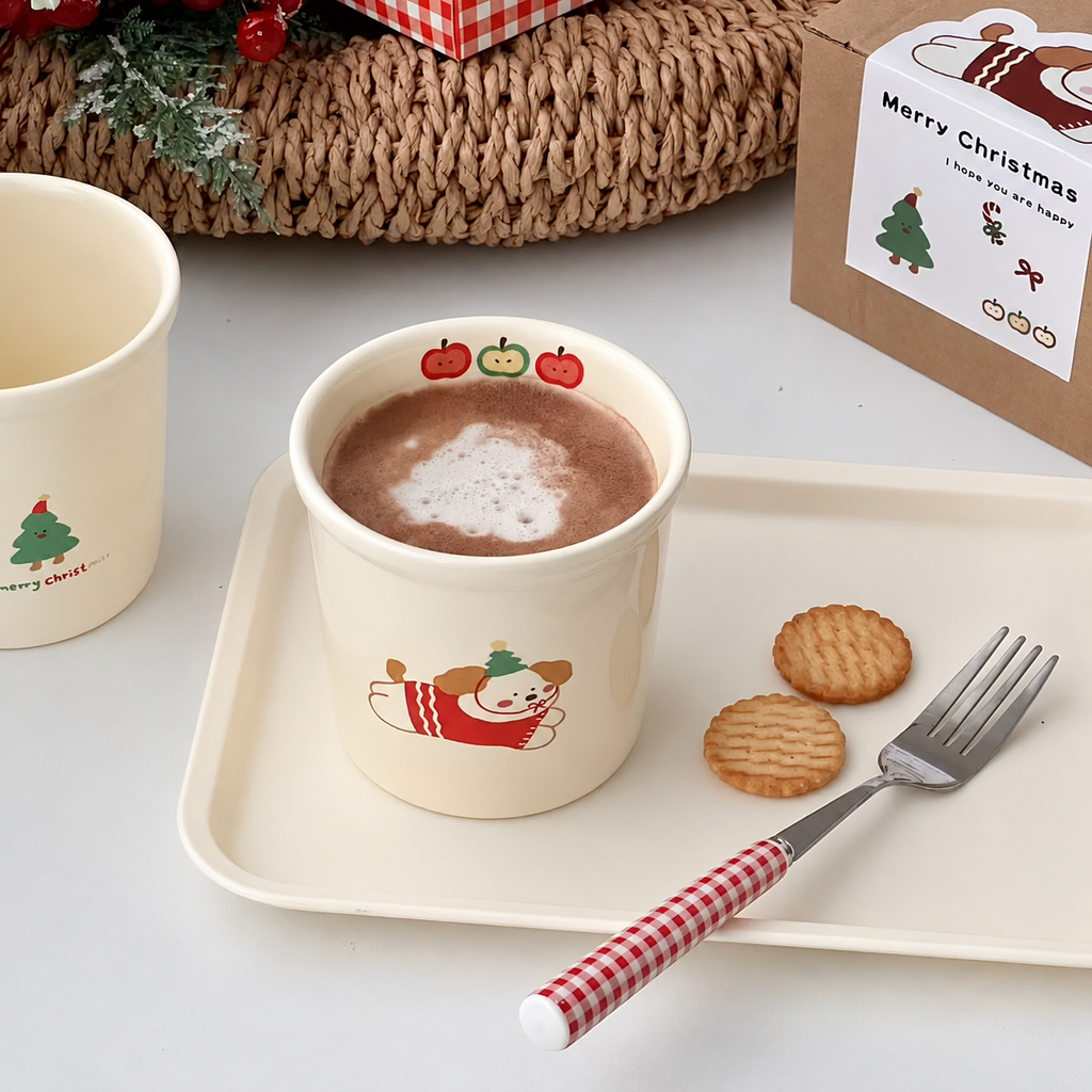 Dog Mug with Christmas Puppy Prints