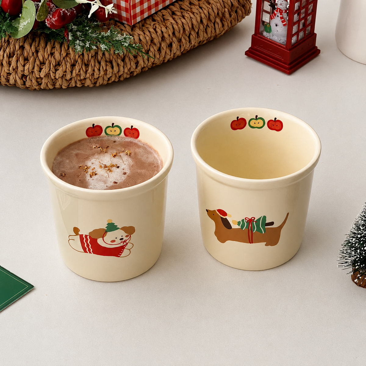 Dog Mug with Christmas Puppy Prints